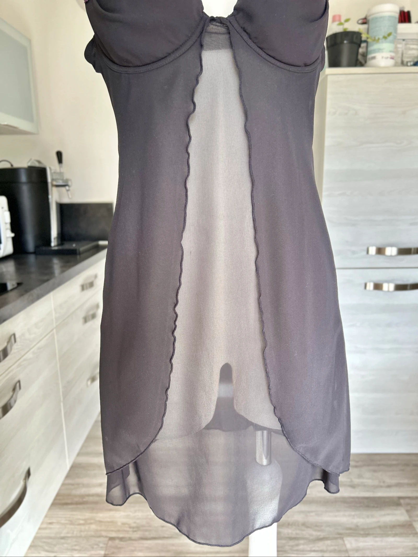 Zwarte babydoll met harde cup en voorsluiting polyester Maat M 38 Cannelle – photo 9